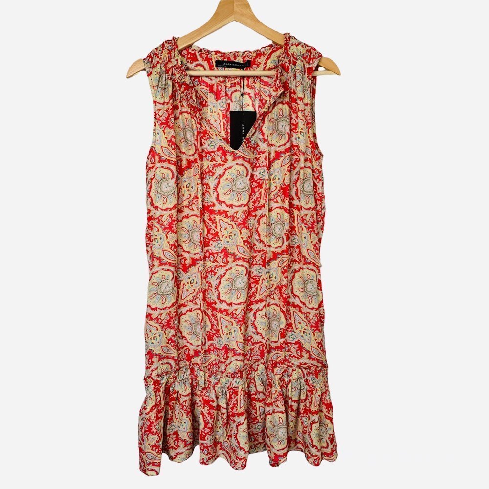 ZARA WOMAN 100% Silk Paisley Mini Dress